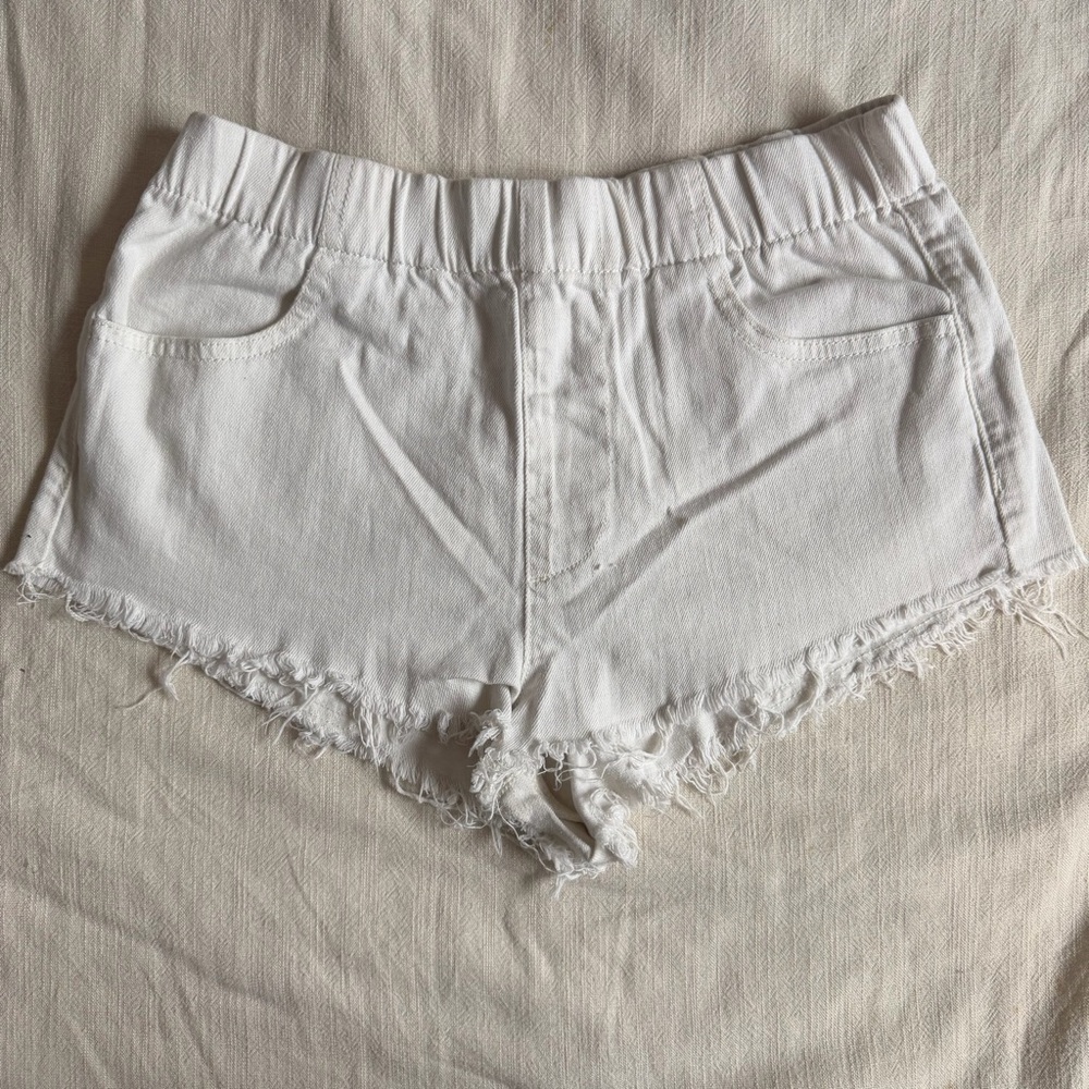Forever 21 White Frayed Jean Shorts